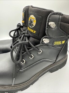 Brahma men's Gus black steel toe work boots, size 7W